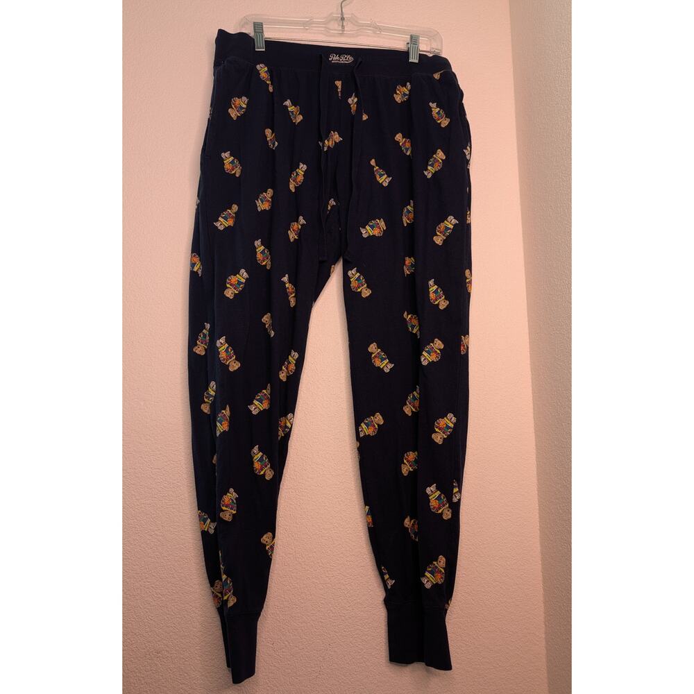 Polo Ralph Lauren Men's Bear Navy Sleep Pants Soft Cotton L Cottagecore Cozy
